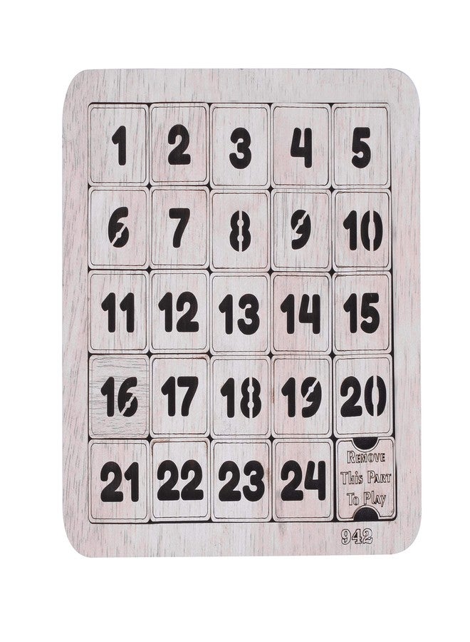 GLNRM Number Slide Wooden Puzzles 1 to 24 Educational Toy for Kids - Brain Teaser IQ Game - Non Interlocked Pieces (5 * 5) (1 to 24 Off White) - Image 1